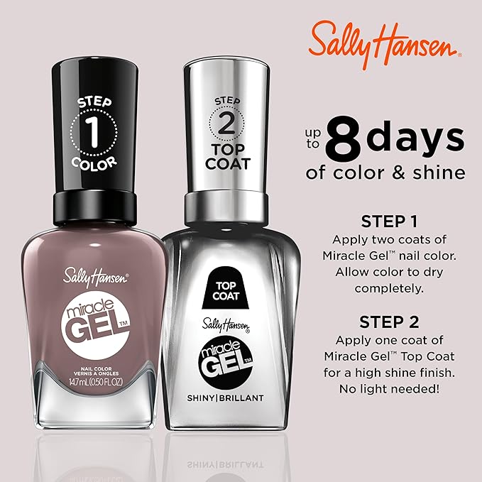 Sally Hansen Miracle Gel, To the Taupe, Long Lasting, Gel-Like Formula, No UV Lamp Needed, Opaque, Creme Taupe Nail Polish