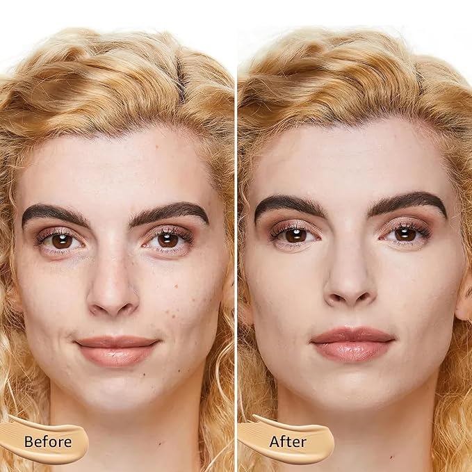 Air Cushion CC Cream Foundation - Mushroom Head BB Cream Concealer Makeup Base Moisturizing & Long-Lasting for All Skin Types and Even Color Correcting (Ivory)