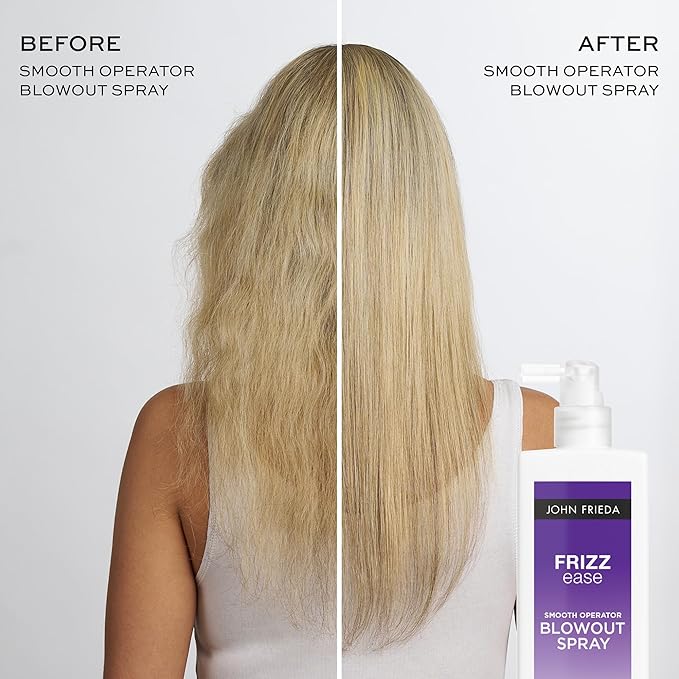 John Frieda Frizz Ease Smooth Operator Blowout Spray, Anti-Humidity, Hair Gloss, Heat Protection Spray for Hair, 6.77 Oz