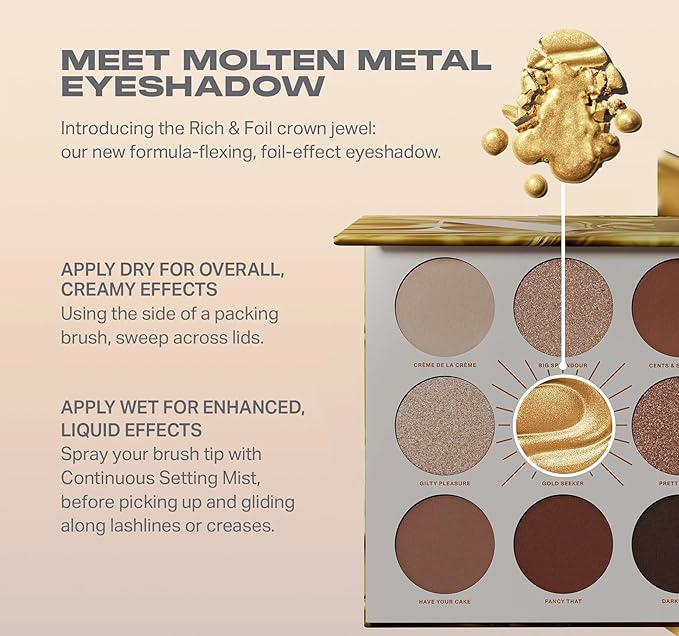 Morphe Rich & Foiled Artistry Palette - Foil-Effect Eyeshadow Palette with Matte, Shimmer & Foil Finishes - Brown & Gold Eyeshadow with Luminous Payoff - Gold Seeker (0.35 oz)