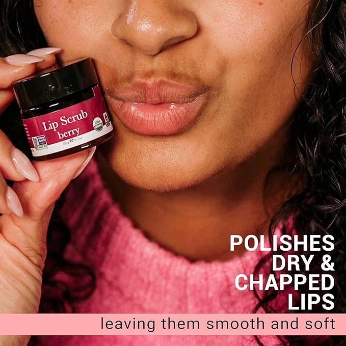 Organic Lip Scrub Berry - Lip Scrubs Exfoliator & Moisturizer, Lip Exfoliator Scrub, Sugar Lip Scrubs, Lip Sugar Scrub, Lip Care Products for Chapped Lips, Lip Scrubber, Lip Moisturizer for Dry Lips