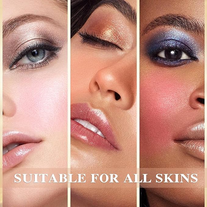 3 Pcs Cream Blush Stick with Brush,Waterproof Multi Cream Makeup Stick,Lightweight,Long-lasting,2 in 1 Multi Blush for Cheeks & Lip Tint & Eyeshadow Makeup,Suitable for All Skin