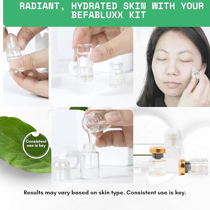 Hydration Infusion Serum Kit Collagen Peptides, Hyaluronic Acid & Vitamin C | Moisturizing, Plumping & Glow Skincare Set, Face & Lips | 2 Serums + 1 Cosmetic Applicator, Luxury Home Spa Gift