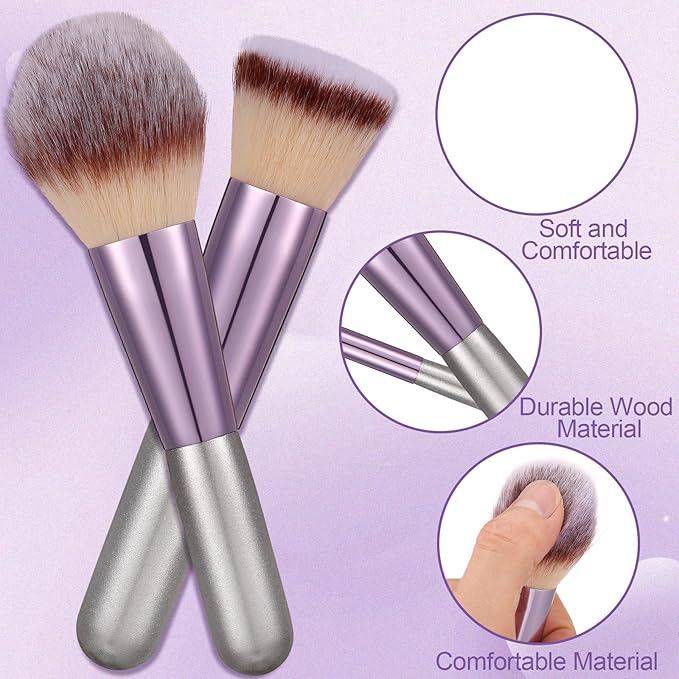 20PCS Makeup Brushes Set,10 Pcs Travel Makeup Brush with Mirror,Storage Bag and 8PCS Makeup Sponges for Home,Travel, Party