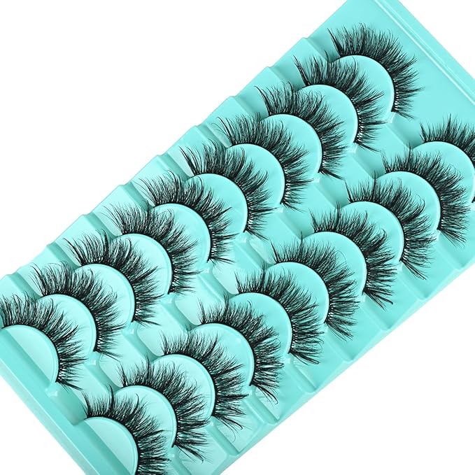 Mink Lashes Wispy Eyelashes Natural Fake Lash Pack Fluffy Lashes False Short Strips Eyelash 3D Cat Eye Pestañas Cluster Set that Looks Like Extensions for Daily Makeup (Hybrid+Wispy Lash)