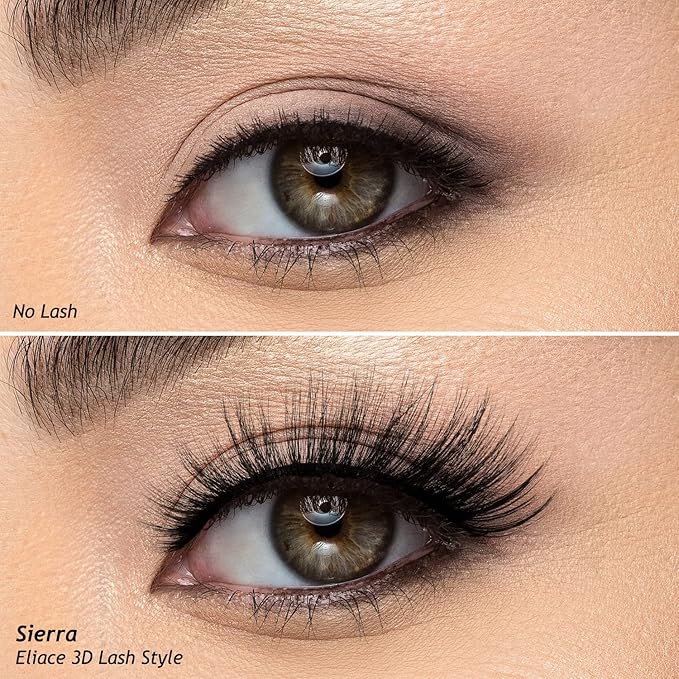 Eliace False Eyelashes 15 Pairs Lashes Natural look Cat Eye Lashes Wispy, 3D Mink lashes Fluffy Long Thick, Fake Eyelashes Cross Wispy Volume Lash Soft Reusable Dramatic, Sierra Style