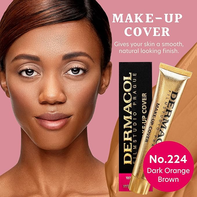Dermacol - Full Coverage Matte Foundation with SPF 30, Waterproof Foundation for Oily Skin, Acne, & Under Eye Bags, Long-Lasting Makeup, 30g - Shade 224