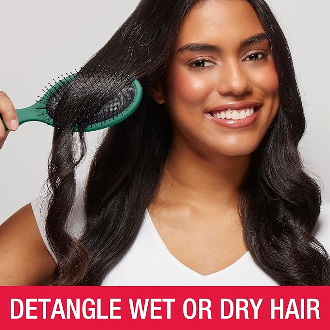 Conair Detangling Hair Brush Set 3 Pack, For Wet, Dry and All Hair Types, Detangling Brushes for Women in Tartan, Red, Green