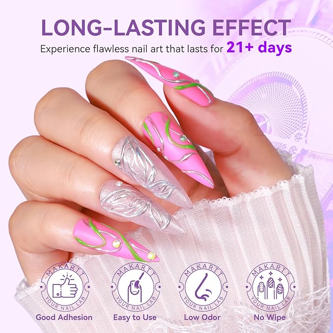Makartt 3D Nail Art Gel: 2PCS Clear 3D Nail Gel Sculpting Gels for Nails Art, Mixable with Chrome Powder and Polish, No Wipe UV Gels for Sculpting and Carving, for Home & Salon DIY
