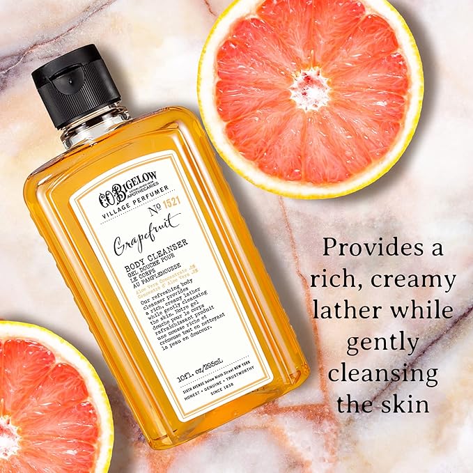 C.O. Bigelow Grapefruit Body Cleanser, Village Perfumer Moisturizing Body Wash for Men & Women with Aloe Vera, Sodium PCA, and Glycerin, 10 fl oz
