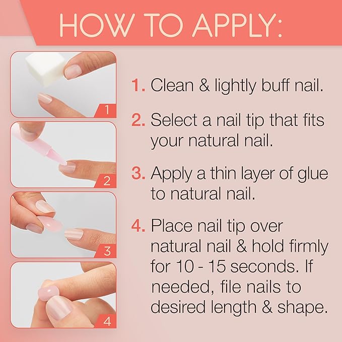 Ardell Nail Addict Naked Innocent, Press On Nails, Short Round Shape, Nail Kit, 1-Pack