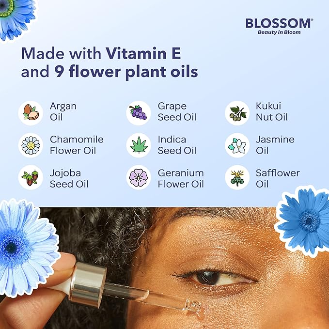 Blossom All Natural Organic Cruelty Free Moisturizing Eye Serum with Essential Oils, Infused with Real Flowers, Made in USA, 0.5 fl. oz./15ml, Winter Wonderland