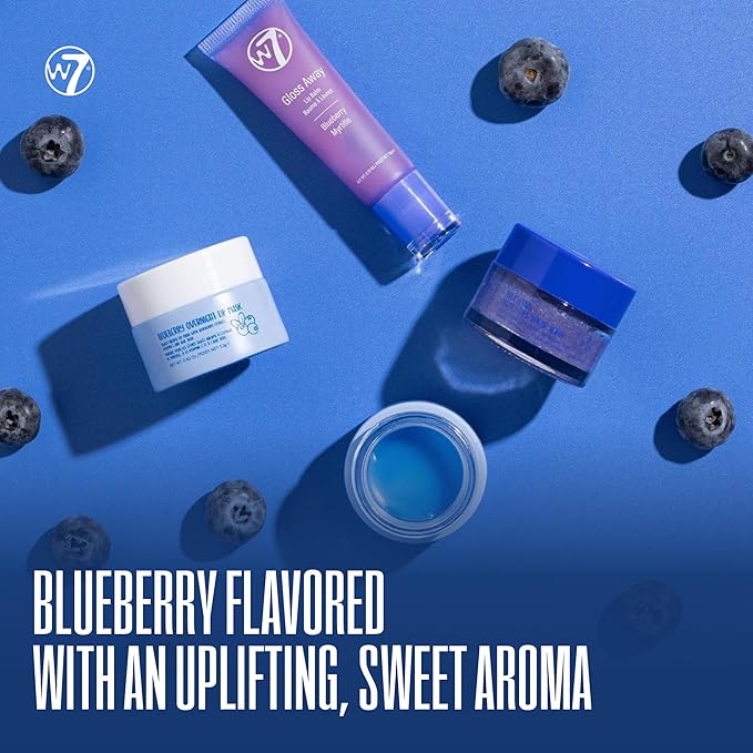 W7 Sweet Dreams Lip Care Trio - 3 Piece Set - Overnight Lip Mask, Lip Balm & Lip Scrub - Blueberry