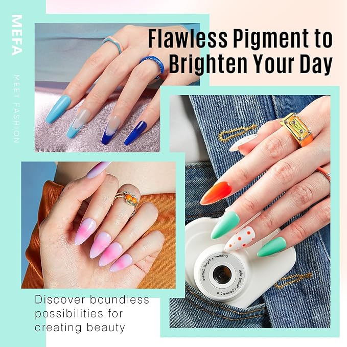 MEFA 56 Pcs Gel Nail Polish Kit with U V Light, 32 Colors Bright Neon Spring Summer Fall Pink Gel Polish Nail Set Essential Manicure Tools Nails Decorations Gifts for Women