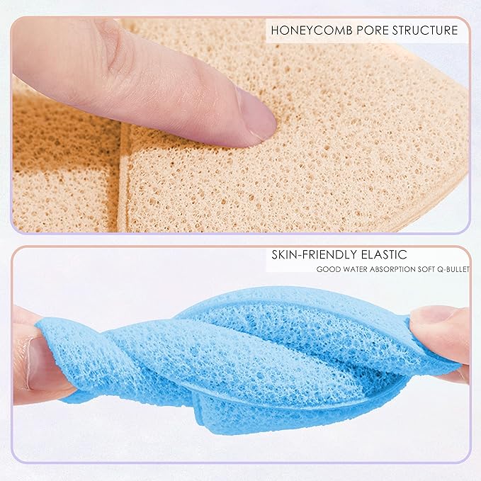 2 Pack Facial Sponge for Daily Deep Cleansing and Regular Exfoliating, Reusable Makeup Remover (Blue+Yellow)
