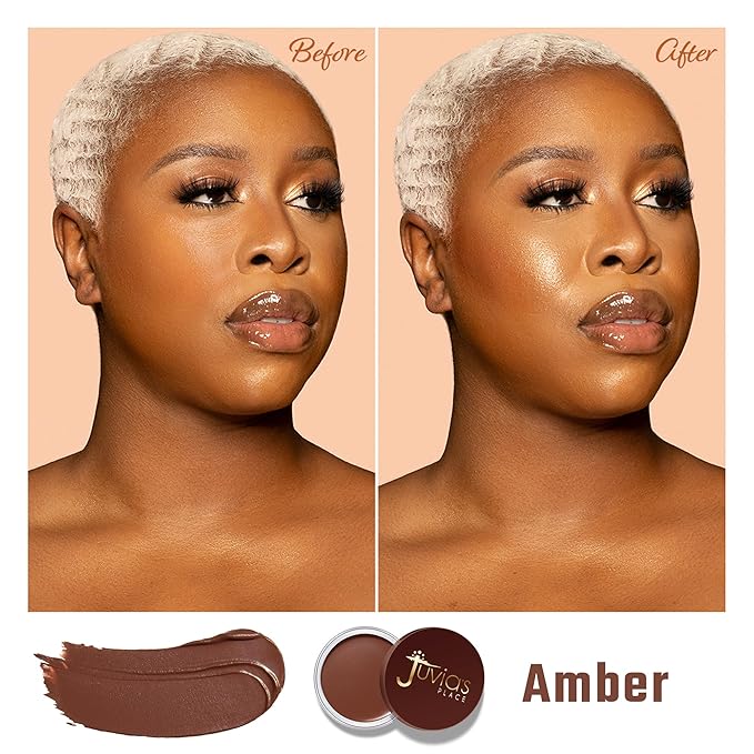 Juvia's Place Bronzed Cream Bronzer - Amber - Smooth Cream Bronzer Pot for Sun-Kissed Glow & Warmth, Buildable & Blendable Makeup Contour with Long-Lasting Matte Shimmer Finish, Highly Pigmented