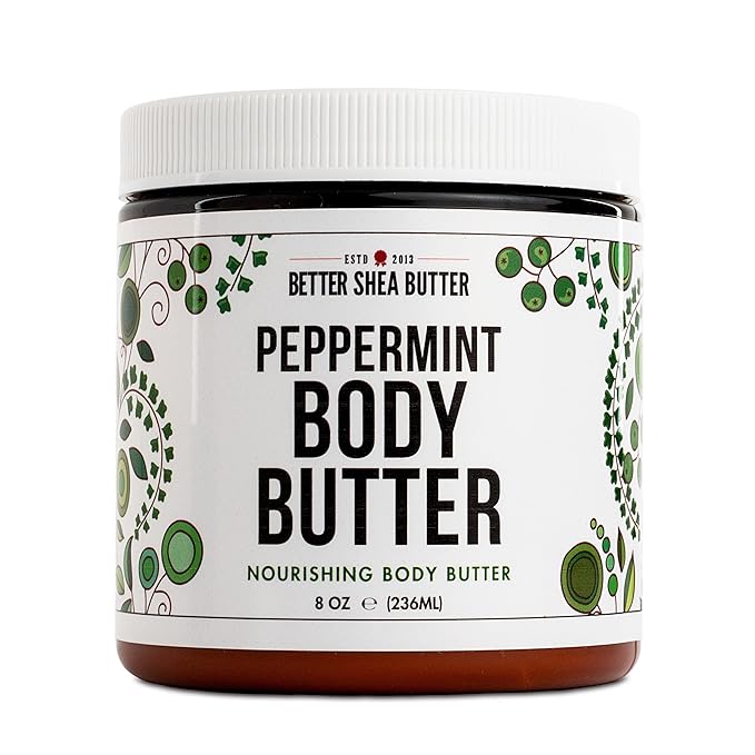 Peppermint Body Lotion | Moisturizer for Dry Skin | with Raw Shea Butter and Jojoba Oil | No Synthetic Fragrances, Non-Greasy Body Cream for Men and Women | 8 oz