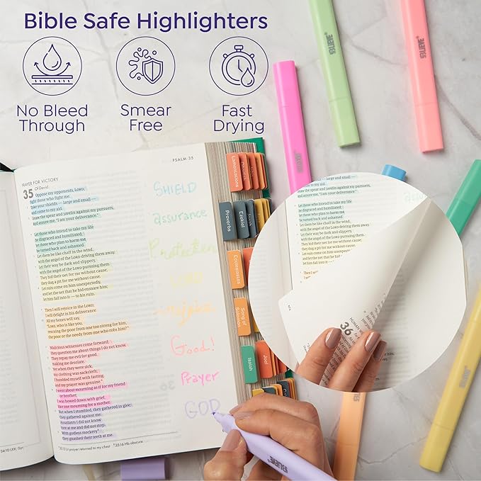 BLIEVE- Aesthetic Bible Highlighters No Bleed Through Assorted Colors, Cute Highlighter Dual Tip For Journaling Supplies And School Accessories, Bible Highlighters And Pens No Bleed (40 PACK)