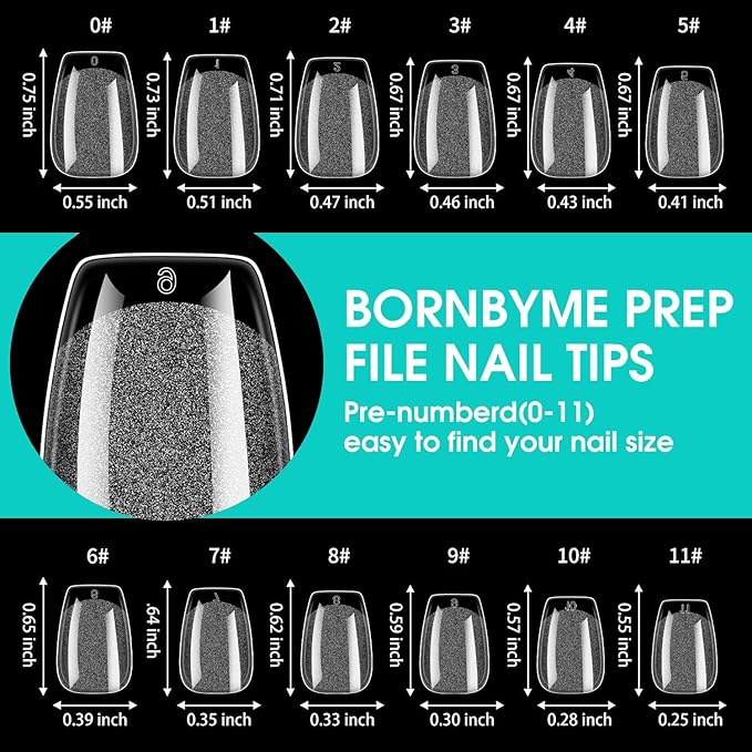 Short Coffin Soft Gel Nail Tips, BORNBYME 216 PCS Pre Buff Full Cover Shaped Nail Extenison Tips Half Matte Gel Nail Tips