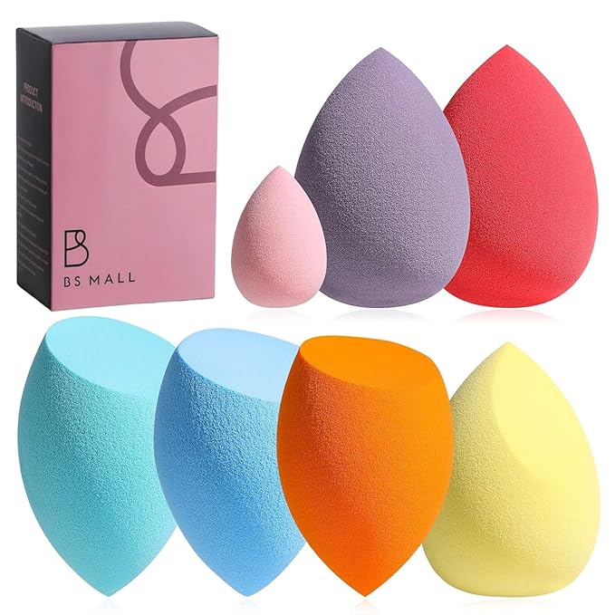 Makeup Sponge Set BS-MALL 7 Pcs blender sponge for Liquid, Cream, and Powder, Multi-colored Makeup Sponges (B-7Color)