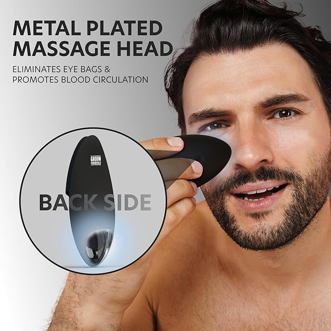 ChargeWorx Groom Essentials Rechargeable Silicone Face Scrubber, Sonic Face-and-Eye Massager, Pore-Cleansing Brush, IPX5 Water-Resistant, Battery Operated with USB Charging Cable, Black