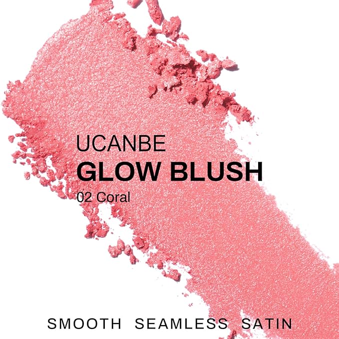 UCANBE Baked Blush for Cheek, Glow Blushing Palette - Seamless Silky Blendable Powder Blush Makeup Palette, Delivering Long Last Natural Ruddy Complexion, 02 Coral