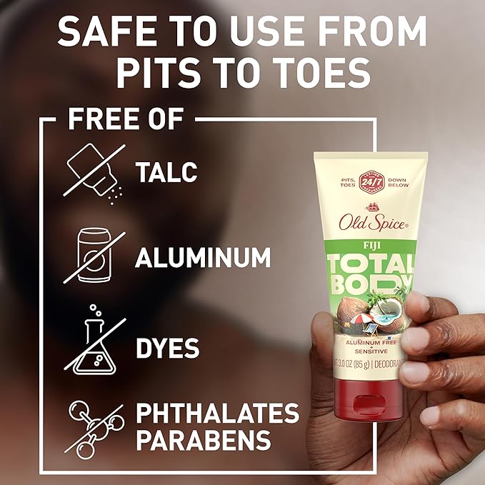 Old Spice Whole Body Deodorant for Men, Total Body Deodorant, Fiji Scent, Aluminum Free Deodorant Cream for 24/7 Freshness // Dermatologist Tested Whole Body Deodorant, 3.0 oz