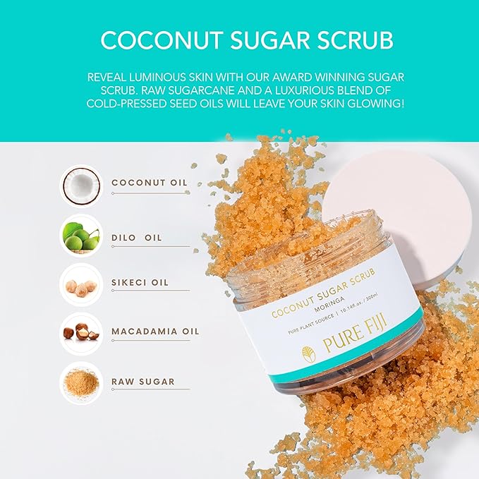 Pure Fiji Coconut Sugar Body Scrub, Moringa (10.14 Oz /300ml)