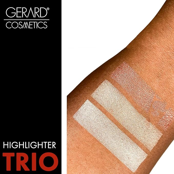 Makeup Highlighter Palette Trio (Starstruck) by Gerard Cosmetics | Vegan Powder Highlighter Makeup Palette with Three Luminous Shades | Cruelty Free and Made in the USA