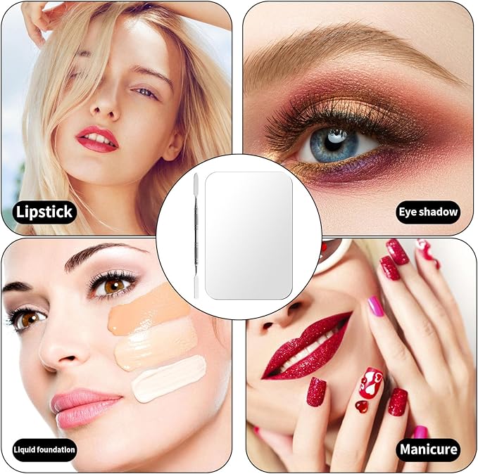 Makeup Foundation Mixing Nail Palette - Stainless Steel Makeup Palette Tray Mixer with Foundation Cosmetic Spatula for Nail Art Palette Makeup Artist Must Haves