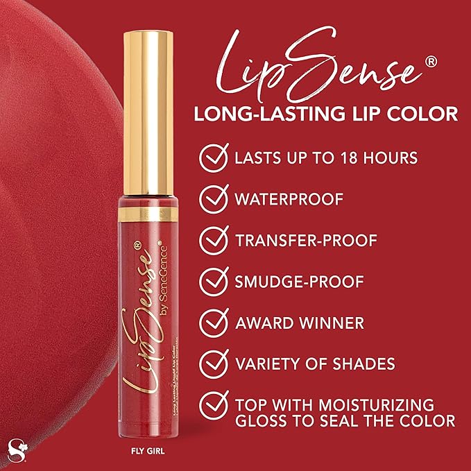 SeneGence LipSense Fly Girl Liquid Lipstick and Glossy Clear Lip Gloss Duo – 18HR Wear, Hydrating, Waterproof, Transfer-Proof