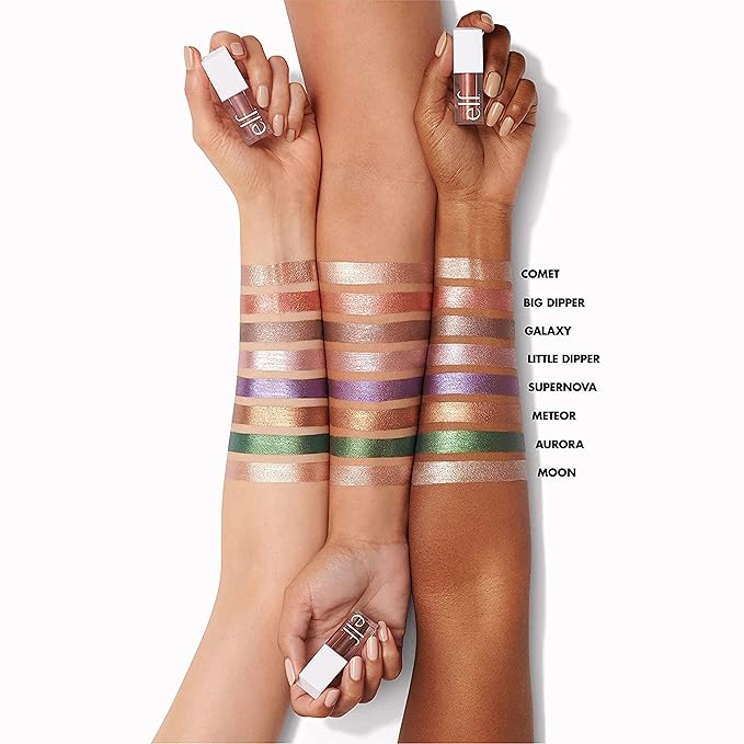 e.l.f. Liquid Metallic Eyeshadow, Gel Formula, High-Impact Multi-Dimensional Finish, One-Swipe Coverage, Supernova, 0.1 Fl Oz (3mL)