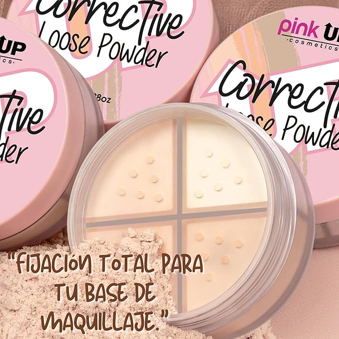 Pink Up | Corrective Loose Powder for Face | Mattifies and brightens without drying | Evens skin tone for all complexions | Baking Powder | Setting Powder | Warm | 8g | Model PKPT302