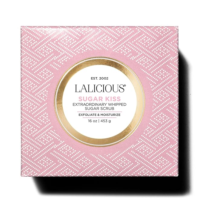 LALICIOUS Extraordinary Sugar Kiss Sugar Scrub, Exfoliating Body Scrub with Coconut Oil & Honey, Moisturizing Body Exfoliator for Glowing Radiant Hydrating Skin, Zero Greasy, No Parabens - 16oz