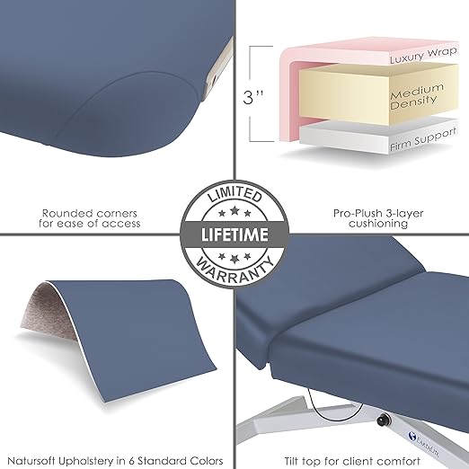 EarthLite Ellora Electric Lift Massage Table with Manual Tilt, Made in USA, 32" x 73, Mystic Blue