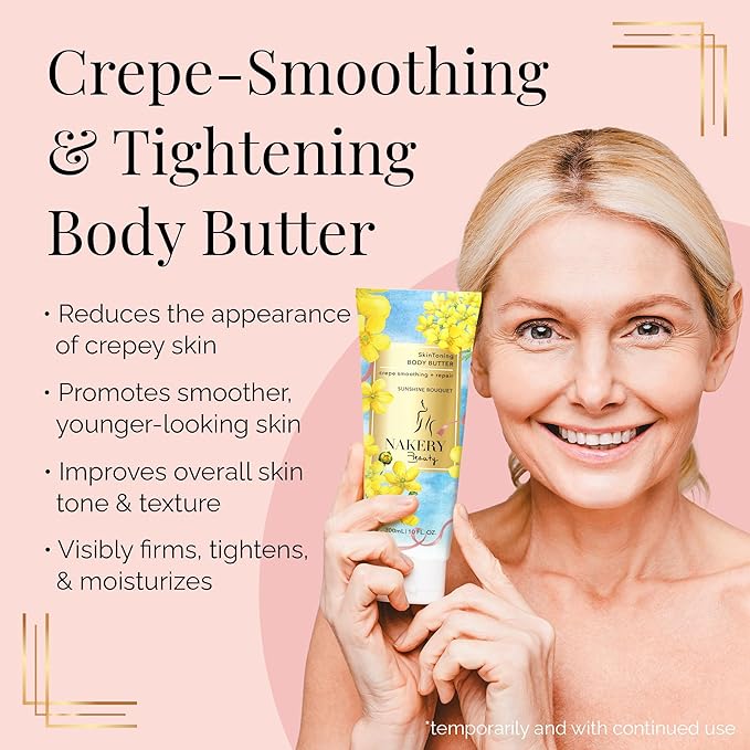 Nakery Body Butter Anti Aging Moisturizer - Body Cream Skin Tightening Cream & Neck Firming Cream, Moisturizing Cream & Neck Tightening Cream for Body & Face Cream for Dry Skin 300m (Sunshine Bouquet)
