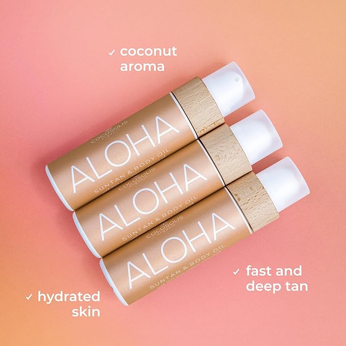 COCOSOLIS ALOHA Sun Tan & Body Oil | Organic Tanning Bed Lotion | Get Healthy Deep Chocolate Tan | Tanning Accelerator with 5 Precious Oils to Make Your Skin Glowing & Revitalized (110 ml)