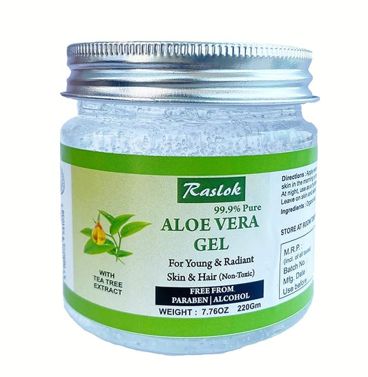 Aloe Vera Gel | 100% Pure and Natural Aloe Gel | For Moisturizing Face Skin & Hair Care | Durable Moisturizing Hydrating Soothing | Non-Sticky (Tea Tree, 7.76 OZ)