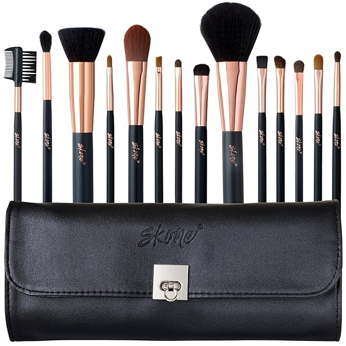 Professional Makeup Brush Set - Skone Luxe Pro Makeup Brushes, 14 pc Set