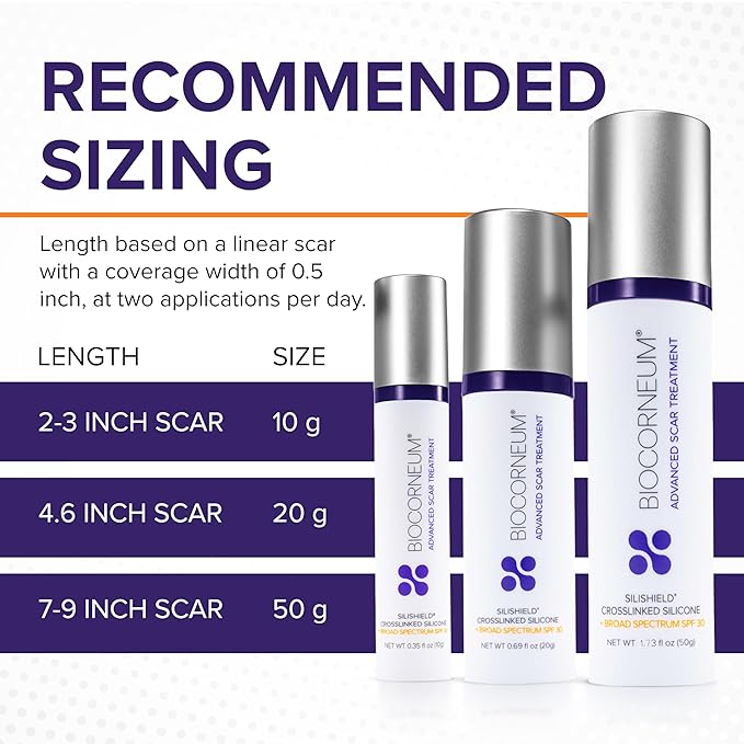 Biocorneum Advanced Scar Treatment with Silishield® & SPF 30 10g – Made in the USA, Fast-Drying, Silicone Scar Gel - Surgeon Recommended for New & Old Scars - Suitable for Children Over 6 Months