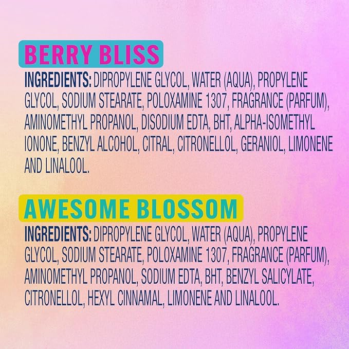 Suave Aluminum-Free Deodorant, Kids & Teen Girls – Fresh Vibes Berry Bliss & Awesome Blossom, 48H Protection, 1.2 Oz Ea