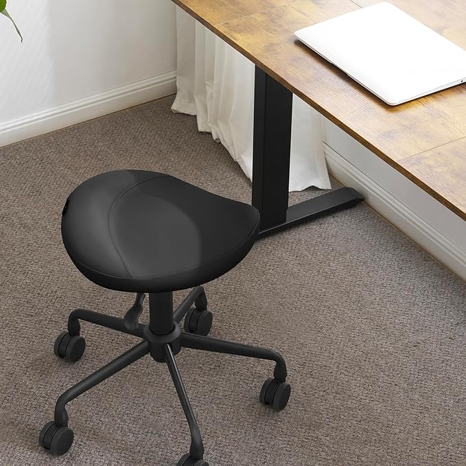 Ergonomic Saddle Seat Adjustable Pneumatic Hydraulic Drafting Swivel Rolling Stool Chair for Medical Hygienic SPA Massage Salon Home and Office - Hilo 508 (Black, Standard)