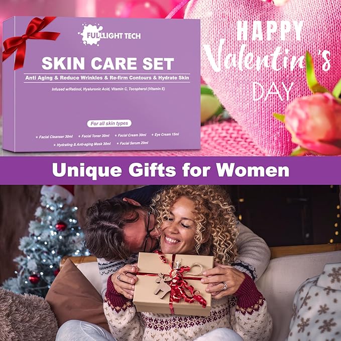Skin Care Set,6 Pcs Anti-aging Skin Care Kit,Hydrate, Moisturize Skin,Facial Skin Care Routine Kit Women Teen Girls Travel Skincare Gift Set,Women Mom Gifts for Christmas Valentines Birthday Gift Her