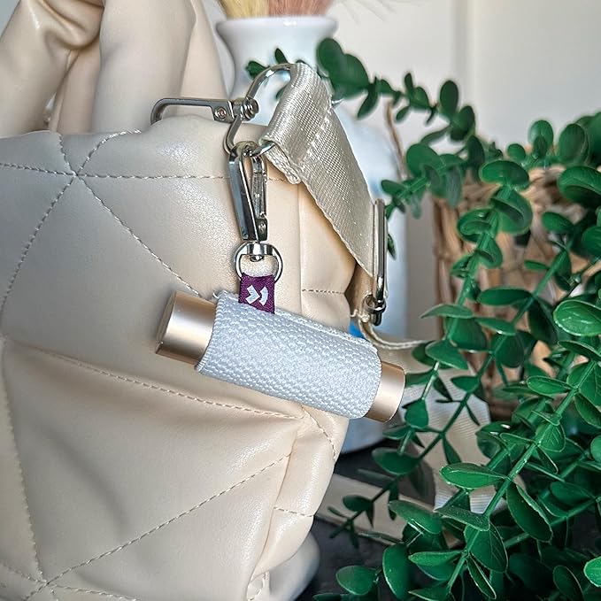 LipBalm Holder with Keychain, Lipstick Holder Keychain, Lip Gloss Holder Keychain, Never Lose Your Lip Balm, Lip Gloss or Lipstick with Cute Elastic Lip Balm Keychain Holder (White)