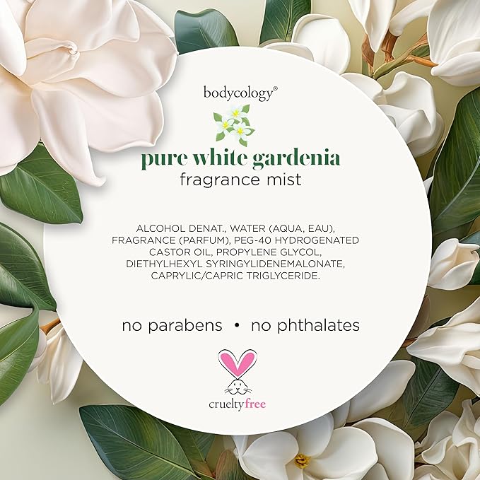 Bodycology Long-Lasting Fragrance Body Mist, Pure White Gardenia, 8 fl oz