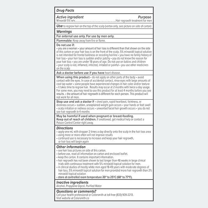 Extra Strength Hair Regrowth Treatment, 5% Minoxidil Solution, 2 fl oz, Unscented, For Men