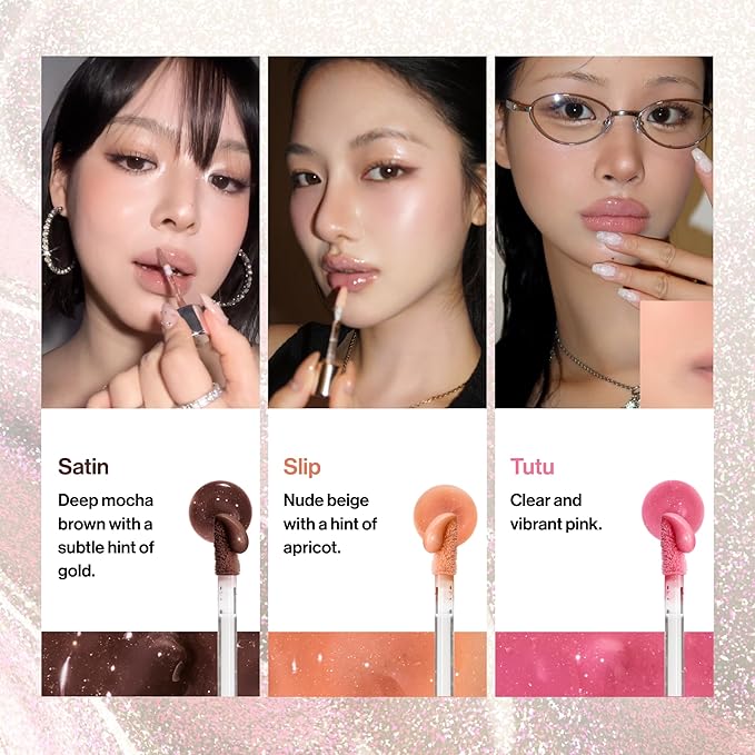 ENTROPY MAKEUP Tulle Lip Gloss, Lightweight 3D Pearl Shimmer, Ultra-Gloss High Shine, Non-Sticky Moisturizing Lip Gloss with Peptide Complex, Silk