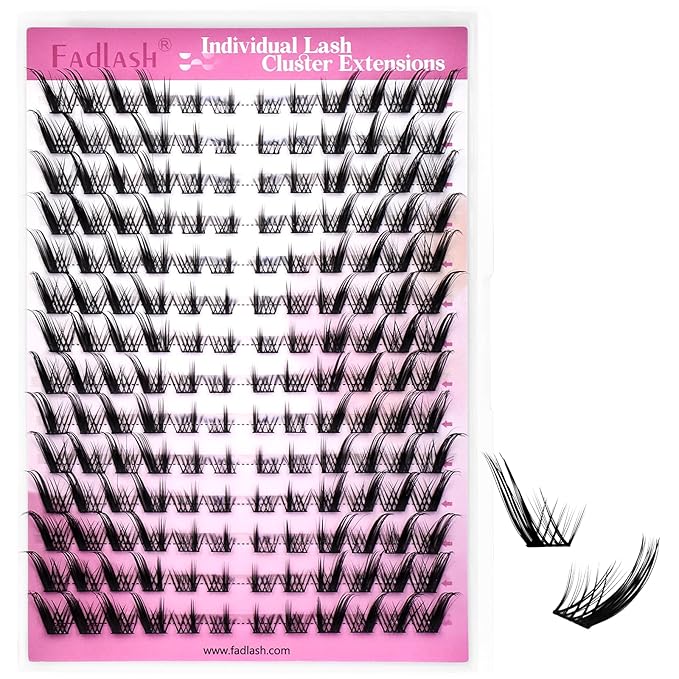 FADLASH Lash Clusters Wispy Eyelash Clusters Natural Individual Lashes 10-16 mm and Waterproof Cluster Eyelash Extensions with Soft Thin Band