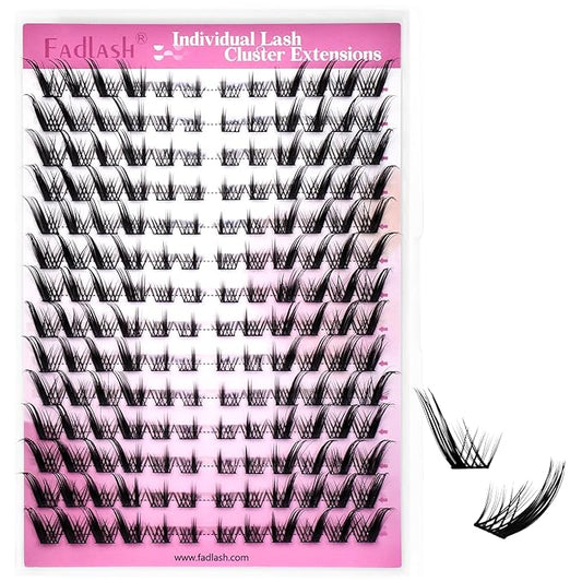 FADLASH Lash Clusters Wispy Eyelash Clusters Natural Individual Lashes 10-16 mm and Waterproof Cluster Eyelash Extensions with Soft Thin Band