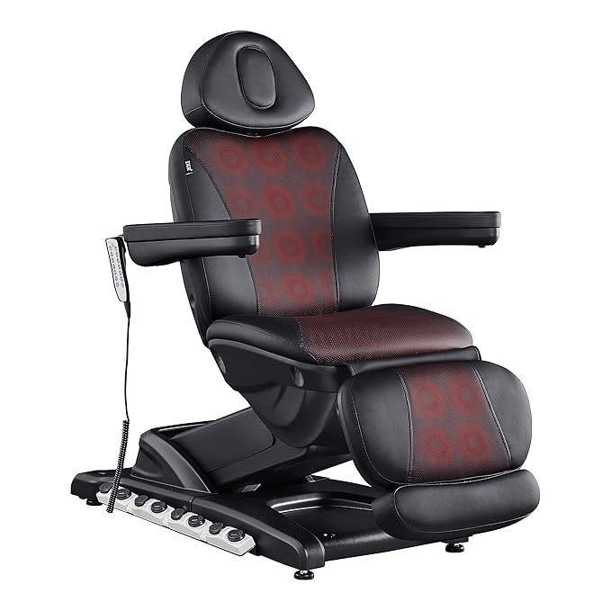 Dir Full Electrical 4 Motor Facial Beauty Bed - Doctor, Tattoo, Medical Podiatry Chair - Spa Aesthetic Chair with Thermal Heated Seats Apollo, Black
